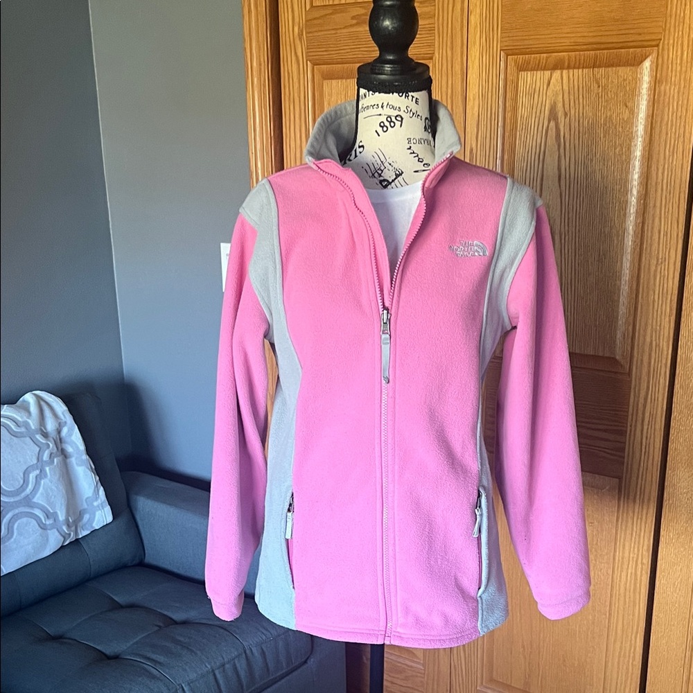 The North Face Pink and Gray Kids Fleece Jacket